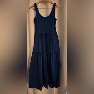 J Crew Tiered Maxi Dress Navy Blue size Small sleeveless jersey cotton flow